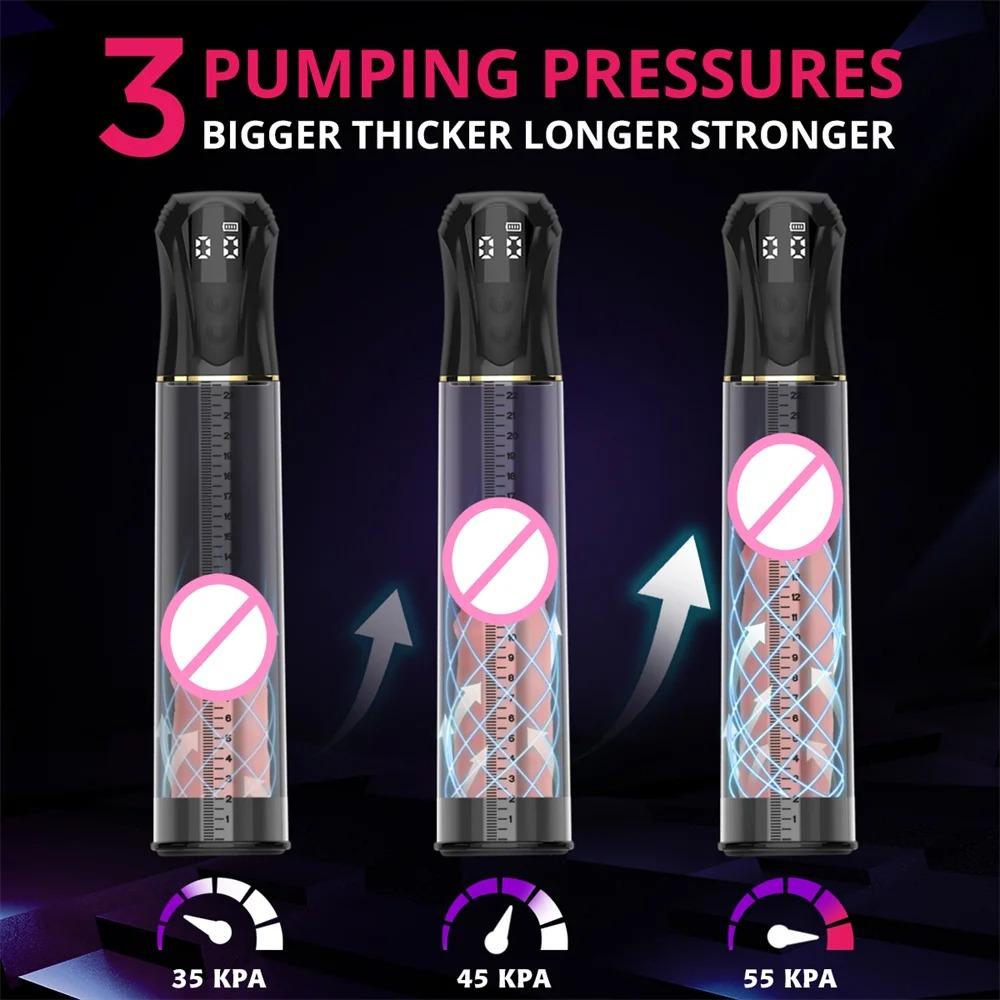 Male Automatic Masturbator Penis Training Dick Enlarger LCD Display Electric Vacuum Sucking Penis Pump Adult Sex Toys for Men