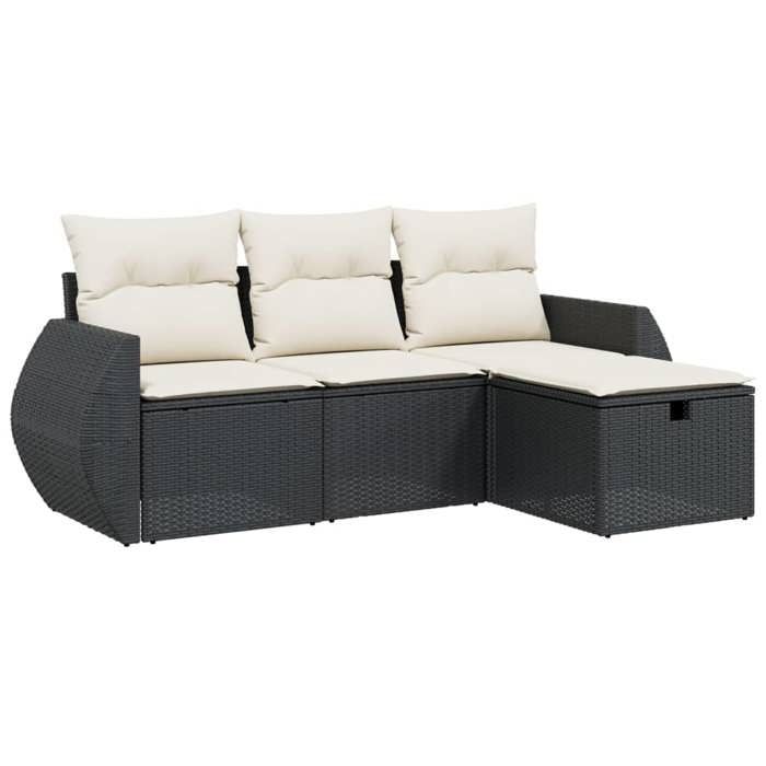 VidaXL Garden Lounge Set with Cushions 4 Pcs, Patio Sofas, Patio Furniture Set, Outdoor Furniture, Black 3264062