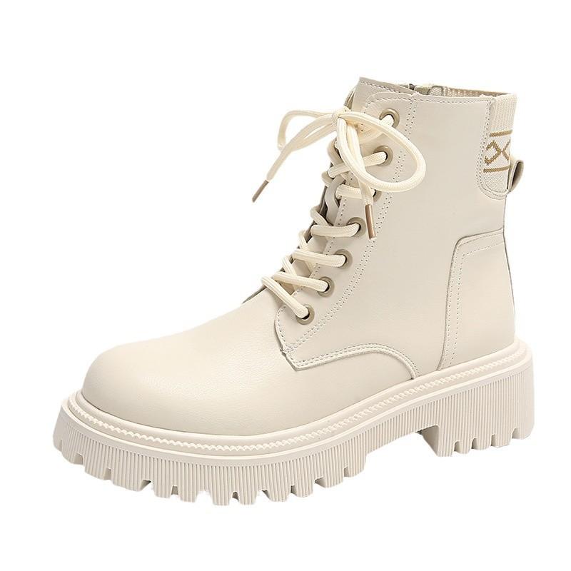 Large size Martin boots women's 41-43 spring and autumn wear fat feet wide explosion British style thick-soled lace-up locomotive short boots