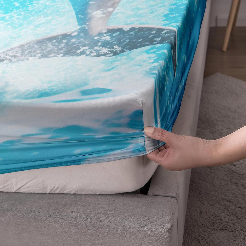 Undersea Creature Dolphin Pattern Mattress Three-Piece Digital Printing Bedding Set Adult Children