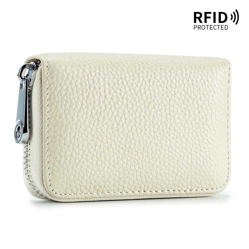 Card bag organ zipper men's cowhide rfid anti-theft brush magnetic women's card holder