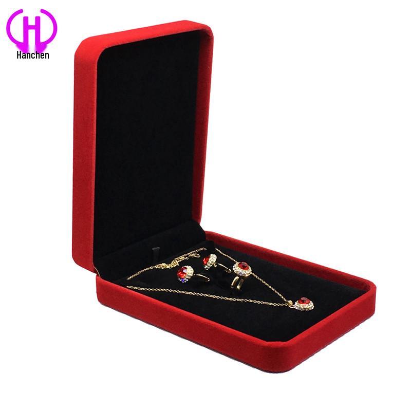 Flocked Jewelry Box for Necklace, Rings, Bracelets & Earrings - 4-Piece Set
