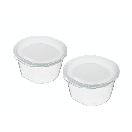 Rakuchin Pack Storage Container, for One Serving of Rice, 270ml Capacity, Clear White, Pack of 2