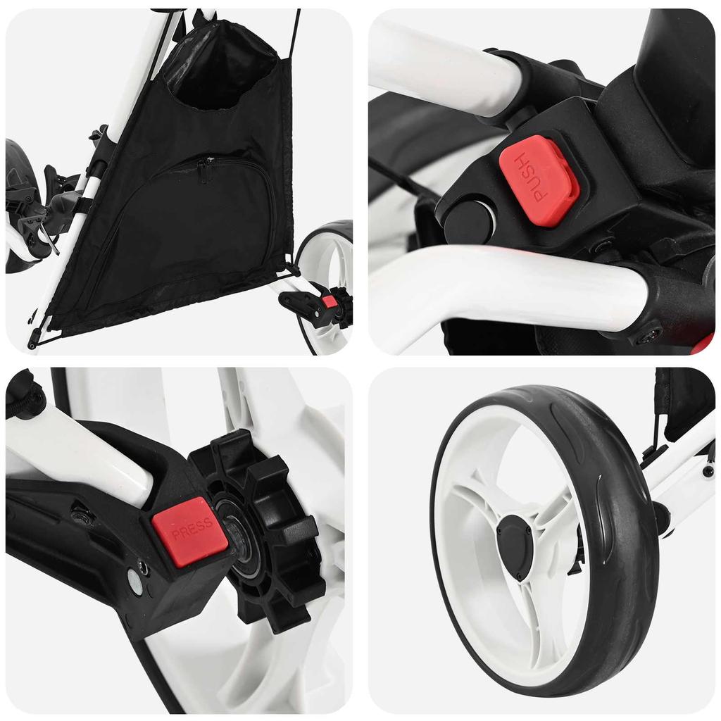 Golf Trolley Black and White 100 x 69 x 114 cm Aluminum
