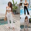 European & American Hollow Bikini Top with Sexy Strap Trousers Two-Piece Set