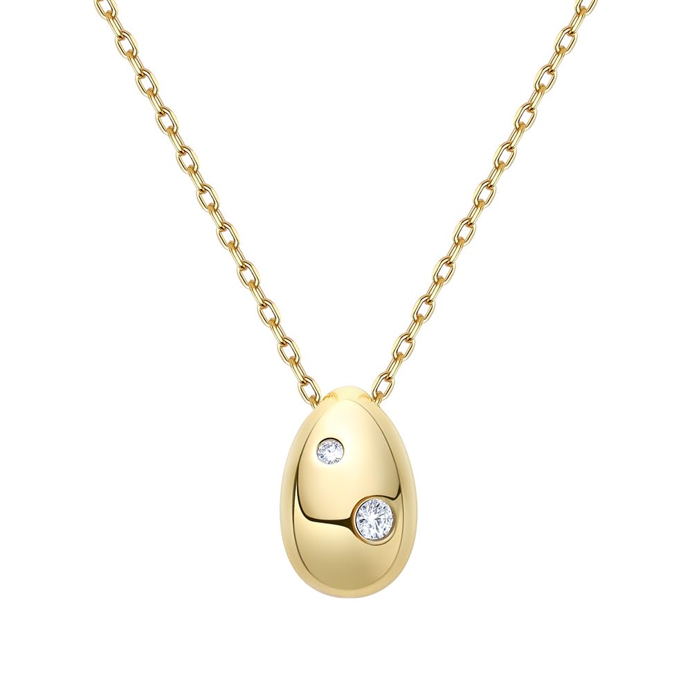 

FANCIME Little Silver Bean a single golden bean necklace with cubic zirconia and S925 and Perfect as a birthday gift or Gift wrapping Women s