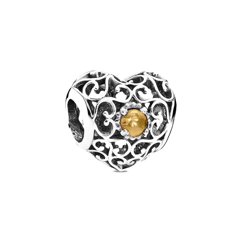 Pandora November Birthstone Heart Shape Charm 925 Silver Beads Women s Style 791784CI