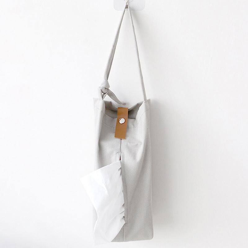Japanese Style Canvas Cloth Tissue Box Hanging Napkin Paper Holder For Home Car Nordic Living Room Dining Table Decoration Bag