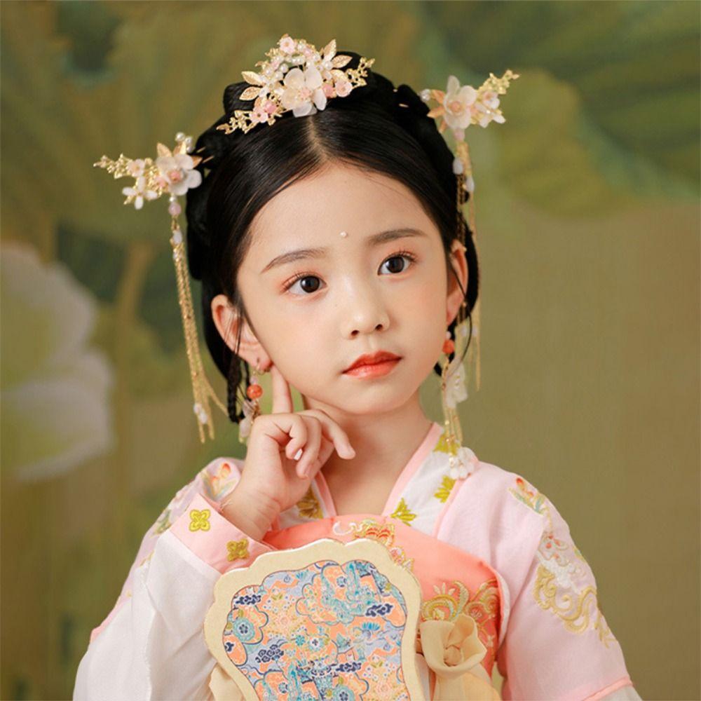 Flower Chinese Style Hairpin Set Tassel Hanfu Hair Stick Ancient Style   Girl Hair Accessories