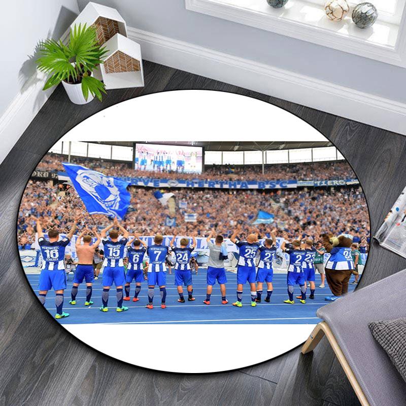 Hertha Berlin pattern round rug,Carpet Rug for Living Room Bedroom Playroom ,Non-slip Floor Mat,Holiday Gifts and Birthday Gifts.