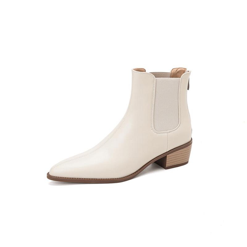 Fashion New Autumn Winter Women Boots Fashion Pointed Toe Chelsea Boots for Women Short Boots Women Chunky Heel Botas De Mujer Brown