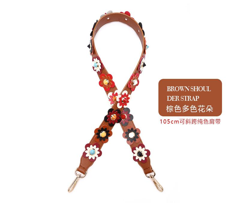 

105cm Leather Bag Strap Flower Rivet Crossbody Shoulder Straps Replacement for Women Fashion Handbag Handle Purse Bag Acessorios