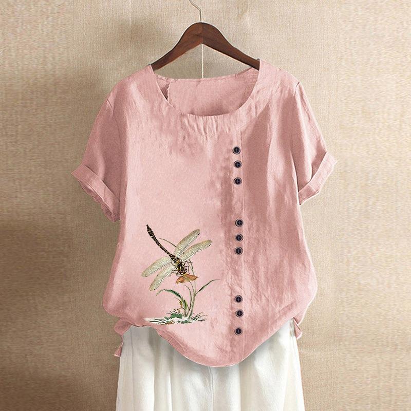 JPNTKY Moda Donna Casual Scollo Tondo Manica Corta Camicette & Camicie