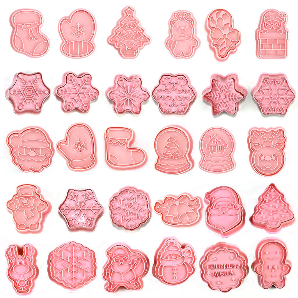 Keksausstecher Weihnachten Teig Stempel Kunststoff 3D Cartoon Pressbare Keksform Süßwaren Backen Gebäck Backformen