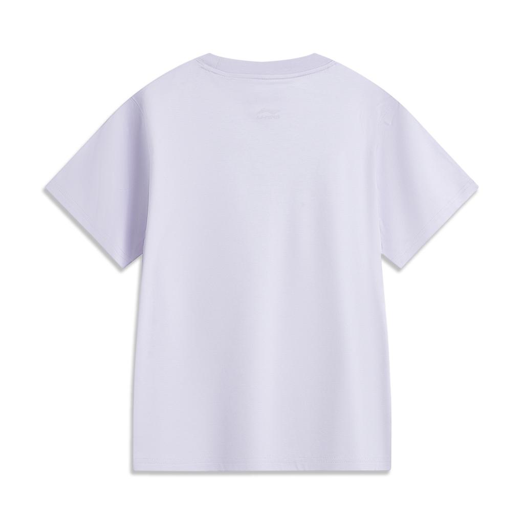 Li Ning Sports Trend Series Casual Simple Solid Color Round Neck Pullover Short Sleeve T-Shirt Women T-Shirt Purple AHSV198-5
