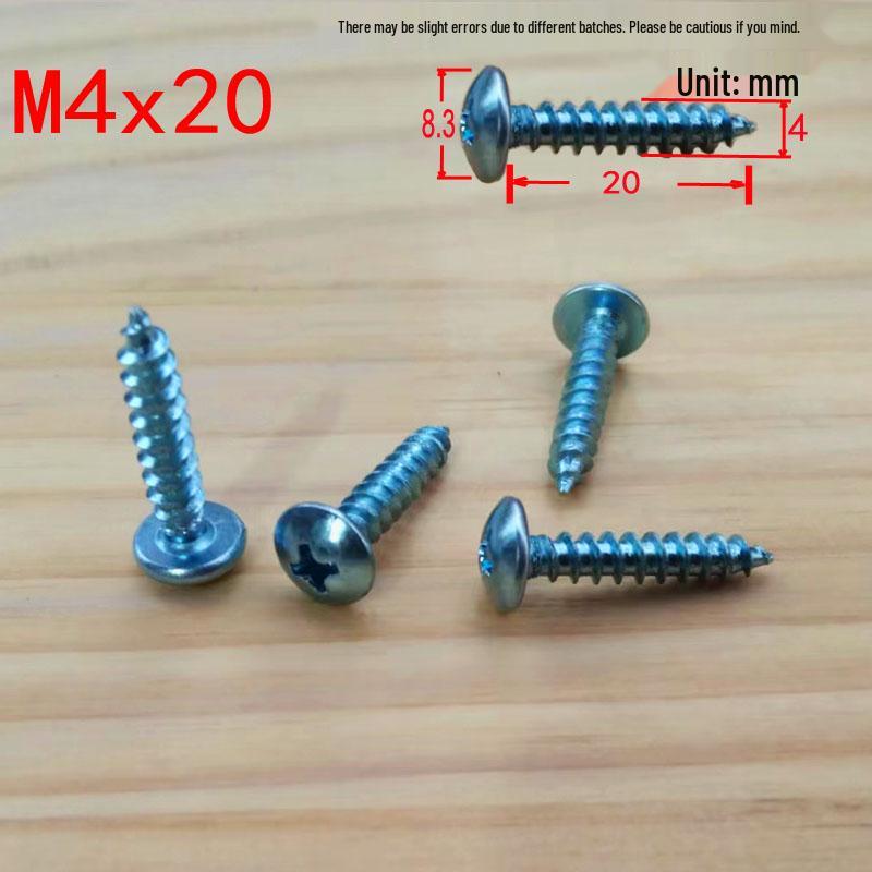 M4M5 Large Flat Head Galvanized Self-Tapping Phillips Wood Screws, Pan/Round Head