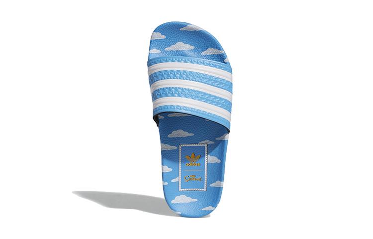 adidas Originals ADILETTE J Comfortable Abrasion Resistant Abrasion Resistant Kids' Slippers White Blue Teenagers GZ3690