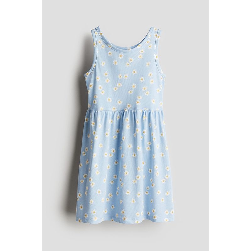 

Hm2025 Autumn New Arrival Children s Clothing Girl Cute Plaid Sleeveless Soft Print Cotton Dress 1157735 Light blue/Daisies 110/56(2-4Y)