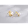 Simple Female Earrings 925 Sterling Silver Leaf Design Row Zircon Pearl Small Earrings for Women Promise Love Wedding Jewelry