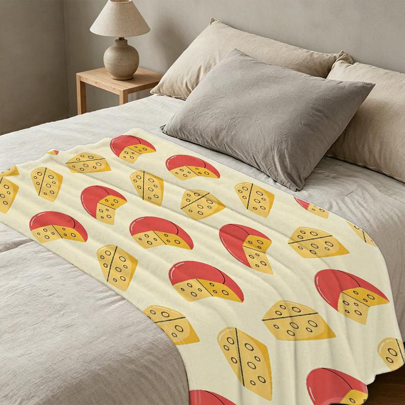 Cheese Series Soft Flannel Blanket - Single Bedroom Use, Skin-friendly Short Plush, Warm, No Shedding, Cozy Relax for Halloween Christmas Home