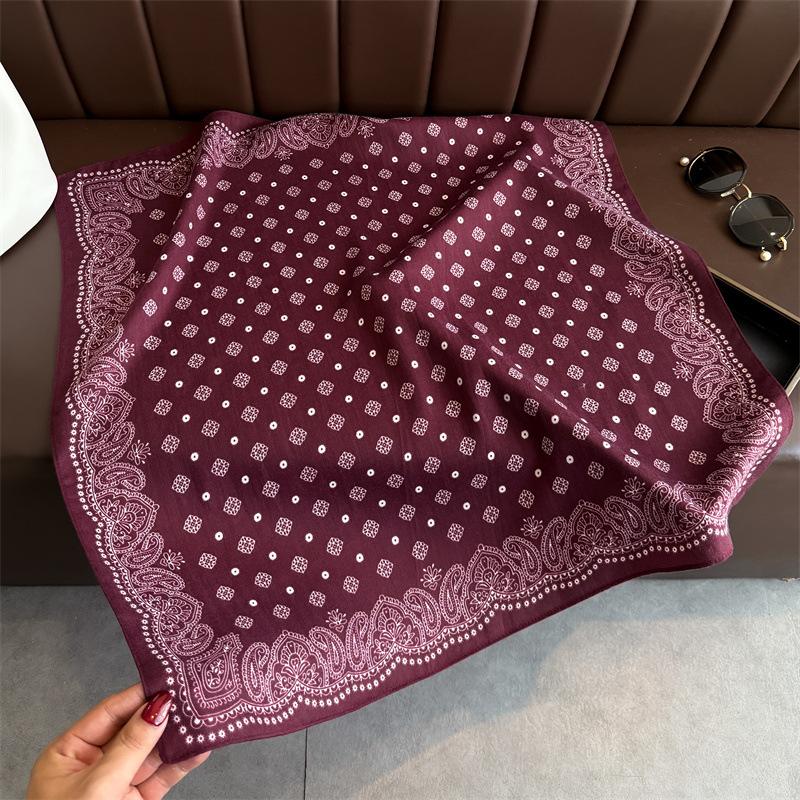 Broken cashew nut imitation velvet herringbone pattern cotton and linen small square scarf silk scarf headscarf shawl sun protection scarf women's sca