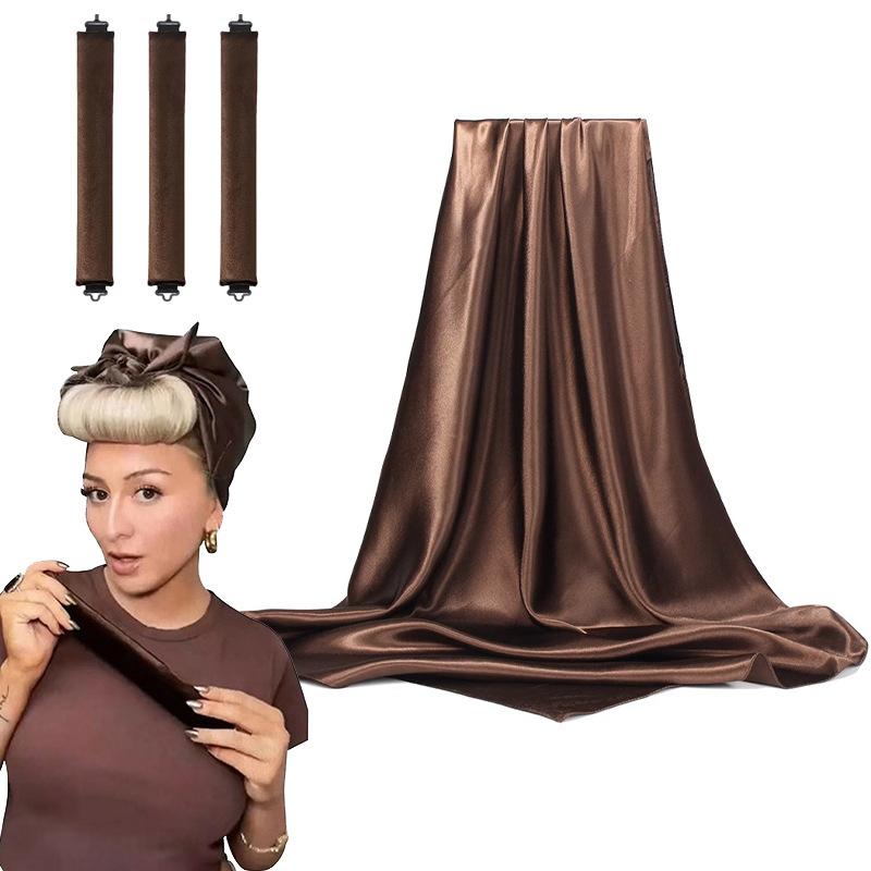 No-heat curling iron lazy sleep big wave belt 70cm silk scarf double hook type 3cm