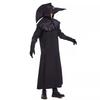 Halloween medieval steampunk plague doctor costume black robe stage costume