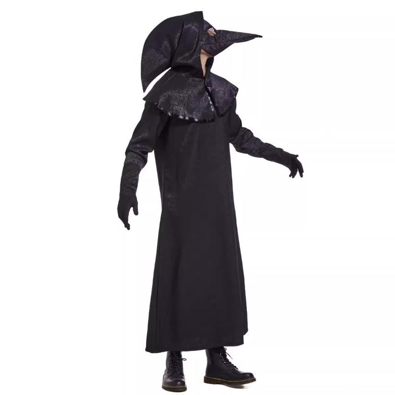 Halloween Medieval Steampunk Plague Doctor Costume Black Robe Stage Costume