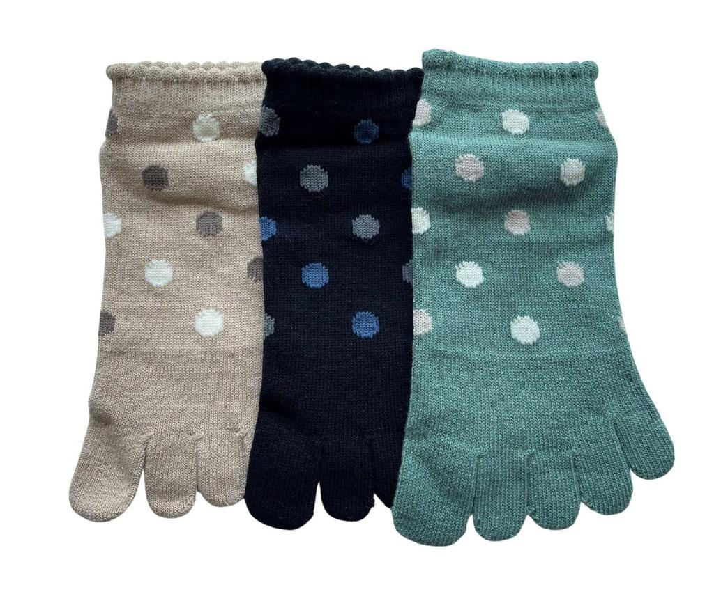 Ponožky pro ponožky pro krátkou sadu na jógu s puntíky 5-prsté dámské, sportovní, protiskluzové, 5-prsté dámské, délka, ponožky, roztomilé, vzor, 3 páry (barvy k dispozici)