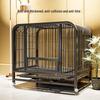 Indoor Stainless Steel Dog Cage with Toilet, Tray & Wheels