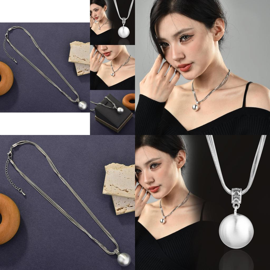 High-end Titanium Steel Pearl Necklace For Women Featuring Unique Layered Snake Chain