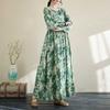 2025 New Floral Vacation Style Travel Round Neck Vintage Dresses