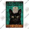 Putuo Decor Black Funny Cat Metal Sign Vintage Plaque Metal Retro Animals Tin Poster for Living Room Home Decoration Wall Decor