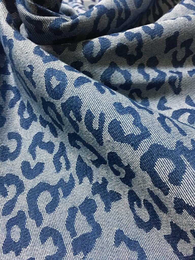Designed Denim Thin Cloth Cotton for Denim Handmade Fabric, Fabric, Scraps, Denim, Scraps, Fabric, Crafts, Remakes, (Leopard Print, Center)