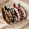 PU Leather Studded Bangle Square Rivets Leather Bracelets New Single Ring Bracelet  Party Jewelry