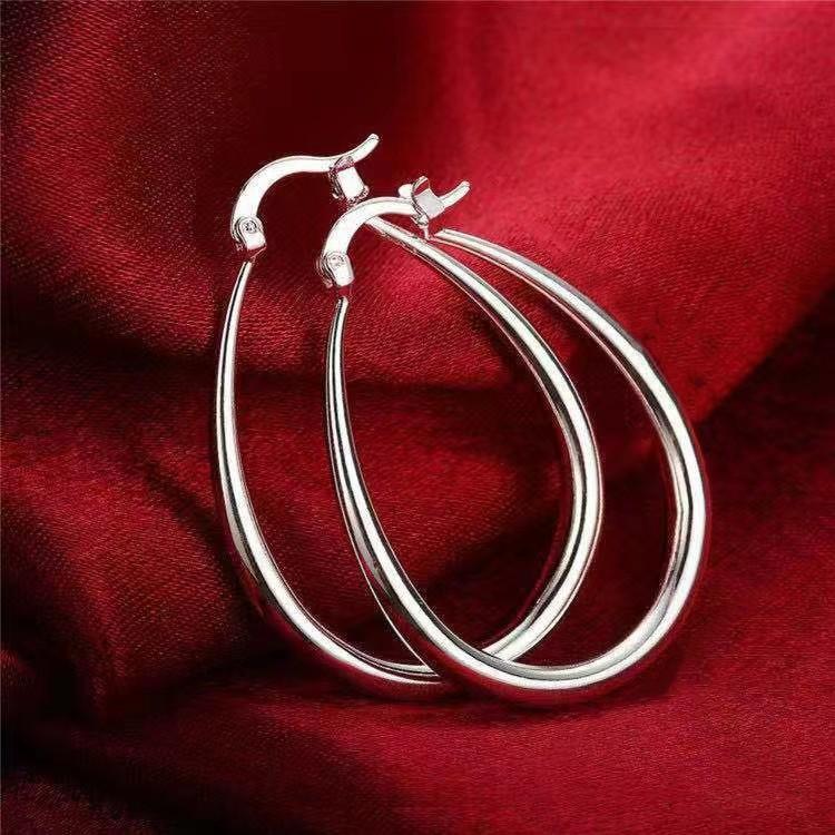 

New Arrival Fashion Geometric Dangle Earring Gold Color Oval Glossy Surface Metal Earrings for Women Charm Design Korea Jewelry серебряный