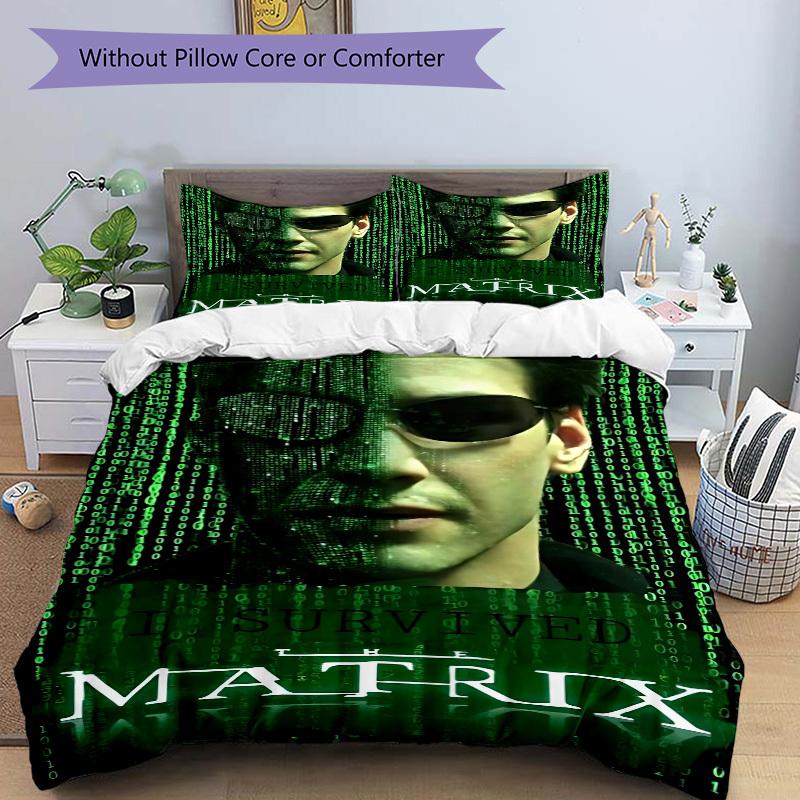 3pcs Matrix, Survived Cover Set,Soft Comfortable Duvet Cover,Guest Room (1*Duvet Cover + 2*Pillowcases, Without Core) Yy251024047
