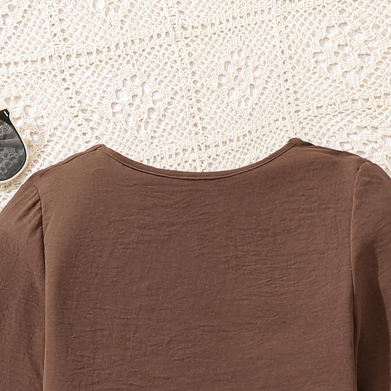 Dívčí oděvní set 8-12 let Jaro/Podzim Novinka Top s dlouhým rukávem s výstřihem do V + Ležérní kalhoty Dvoudílný