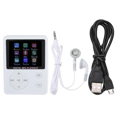 Thin Lightweight Portable Color Screen HiFi Player MP3 MP4 Music Player USB Round Button White
