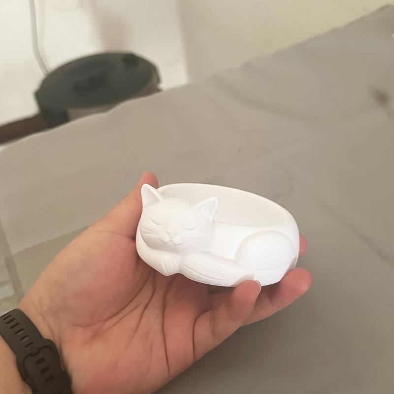 3D Printed Sleeping Cat Bowl, Cute Cat-Shaped Decorative Bowl for Pet Food, Succulent Planter, Jewelry Storage, Home Decor Gardening Gift,home Decor
