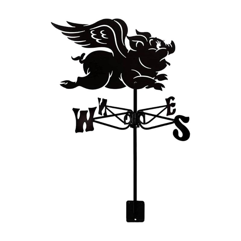 652F Metal Wind Vane Rooster Roof Yard Decoration Weather Vane for Shed Outdoor Direction Light Ground Mount Farmhouse