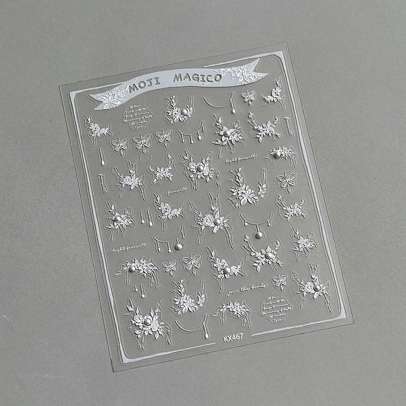 

Season Plaster Flower Necklace Butterfly Three-Dimensional Relief Nail Sticker Waterproof Nail Sticker Decorative Jewelry Kx395 kx467 (point Pearl stereo)