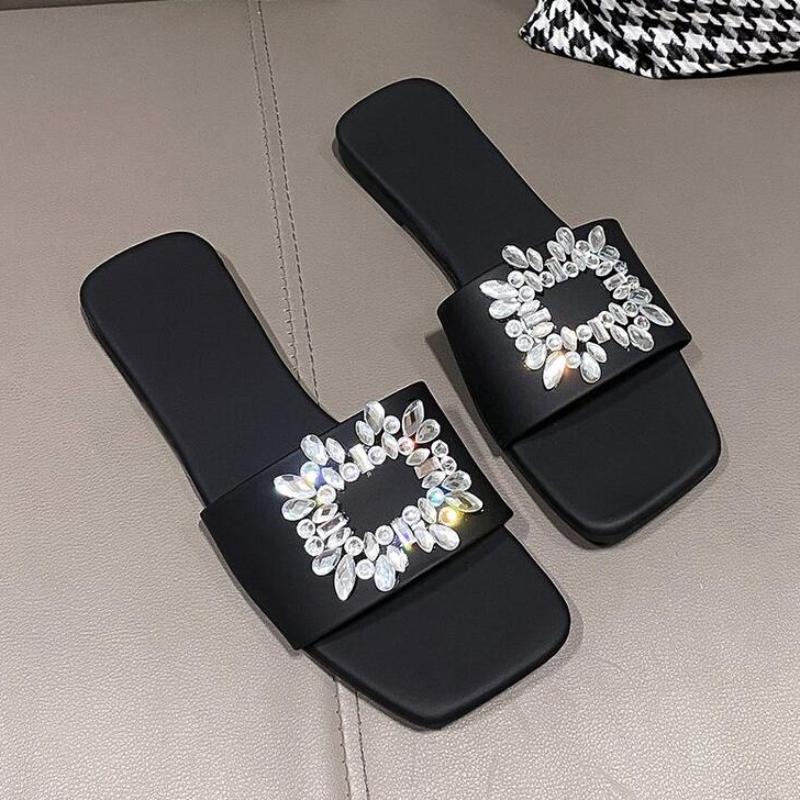 Summer Slippers for Women Flip Flops Flats New Pleated Korean Slippers Women Sandals Green Slip on Shoes Big Size 36-43