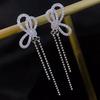Elegant Rhinestone Bow Tassel Earrings for Women – Trendy Light Luxury Ear Ornaments