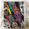 Abstract African Mask Design Shower Curtain Black Bathroom Decor Unique Pattern Art Print for Home Bath Accessories