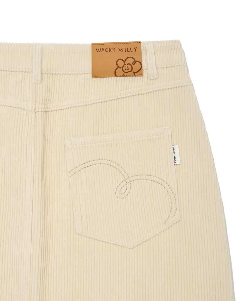 WACKY WILLY [25Fw] Women'S Corduroy Long Skirt Cream