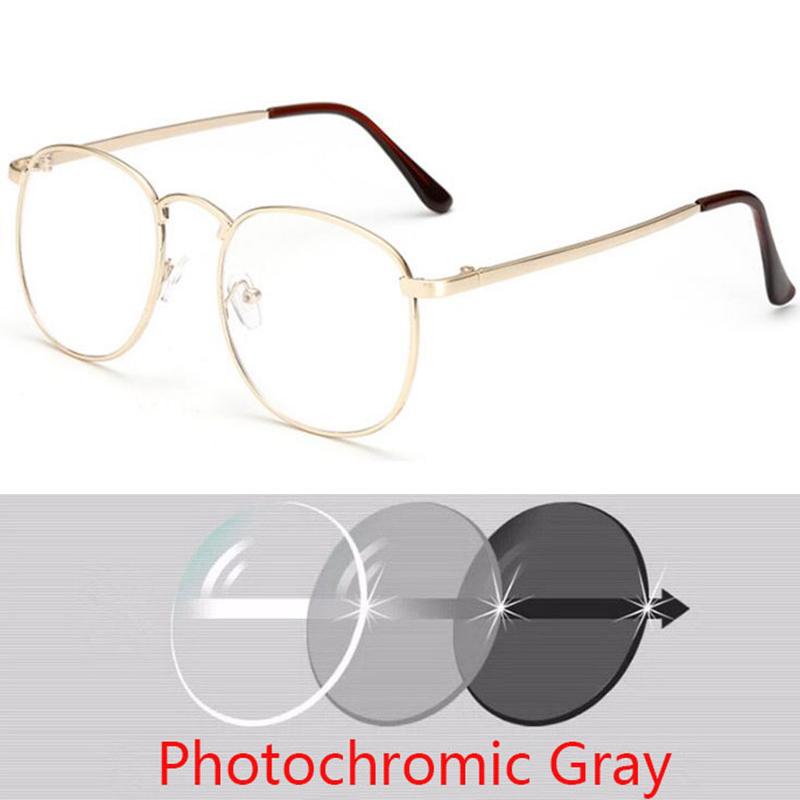 Diopter Sph 0 -0.5 -1 -1.5 -2 -2.5 -3 -3.5 -4 -4.5 Finished Myopia Glasses Oversize Metal Frame Prescription Glasses