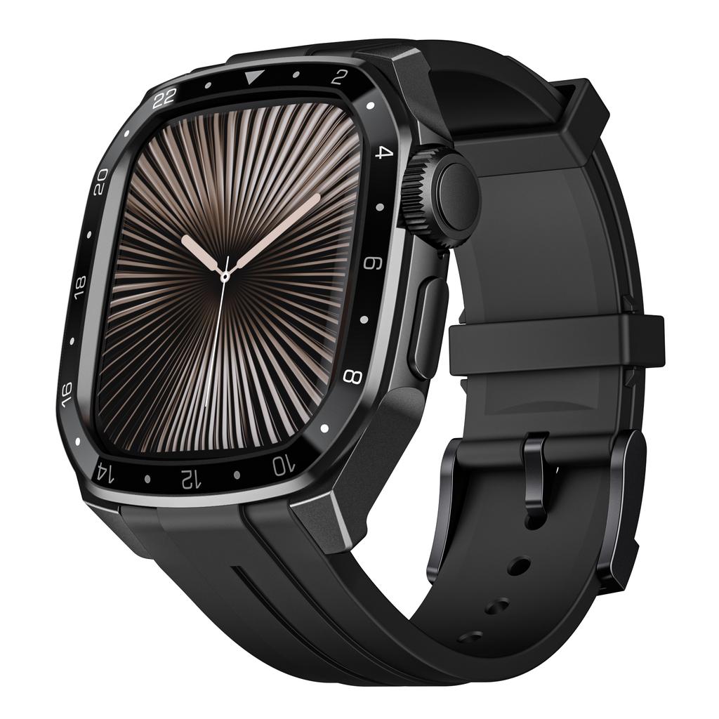 Custodia in Metallo+Cinturino in Silicone per Fasce Apple Watch 46mm 45mm Copertura Protettiva Antiurto Serie Iwatch 11 10 9 8