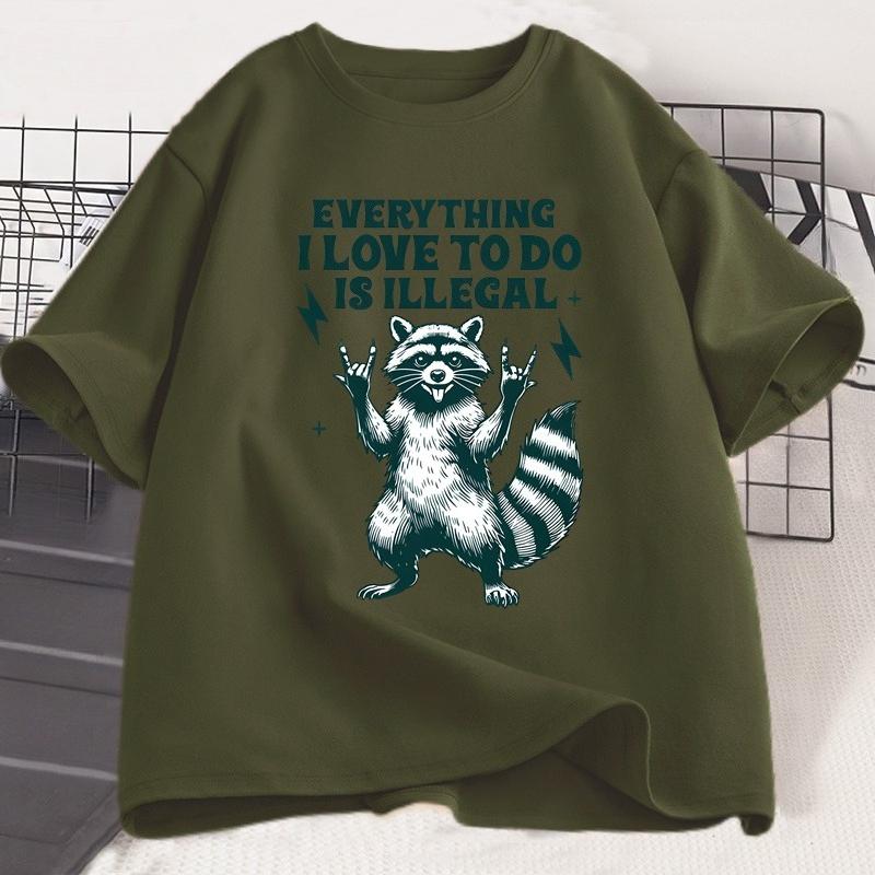 Funny Raccoon Graphic T Shirts Humor Cotton T Shirt for Unisex Women Casual Short Sleeve Loose Tshirt Harajuku Unisexs Clothes Tops