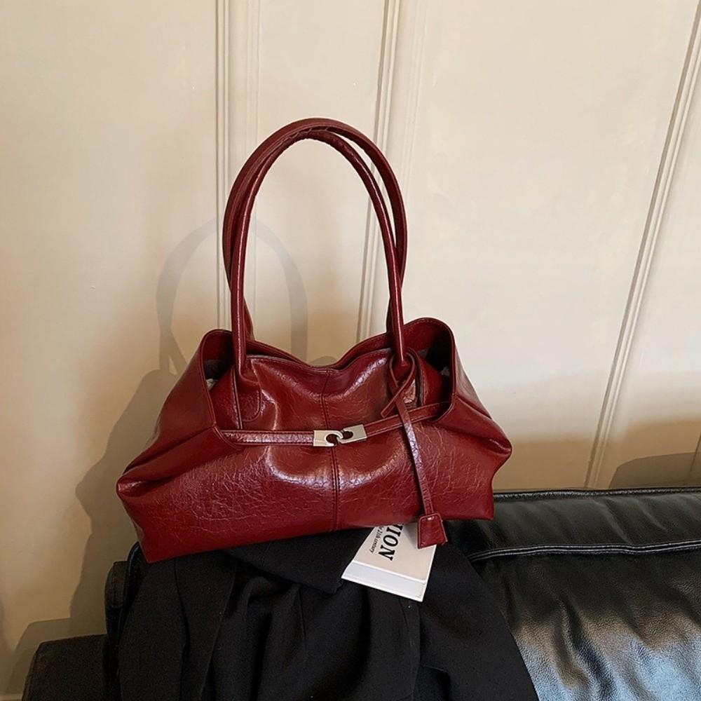 Soft Commuting Tote Bag Pleated Underarm Shoulder Bag Trendy Retro Women Handbag Dating